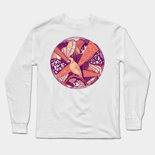 Peach Circle of The Northern Cardinal Long Sleeve T-Shirt